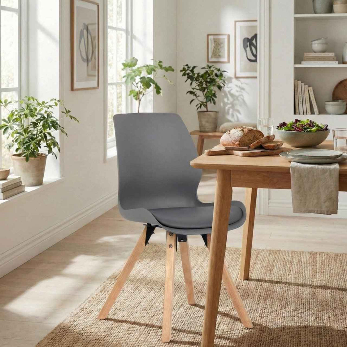 4er Set Stuhl Luna Kunststoff grau