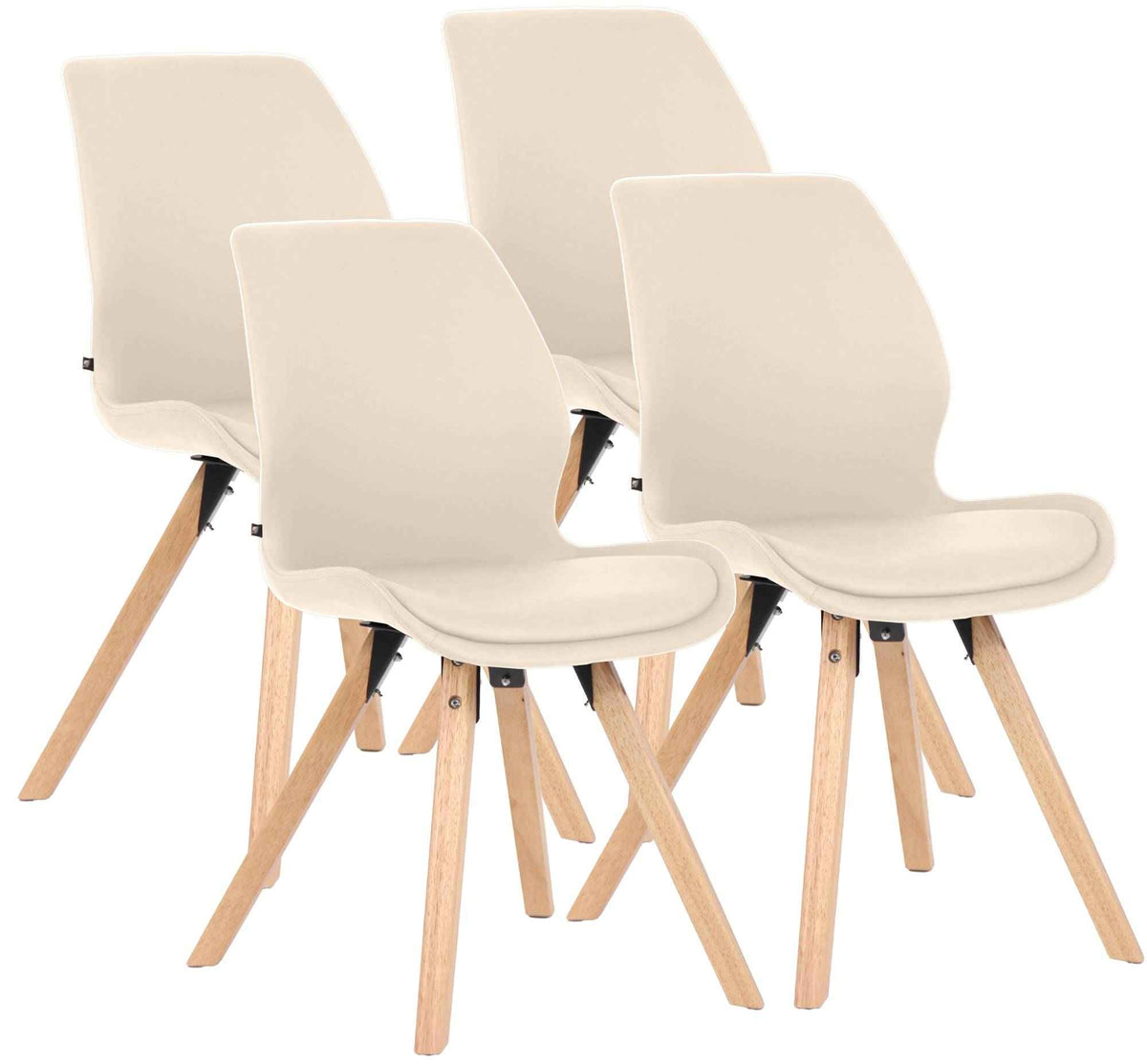 4er Set Stuhl Luna Kunstleder creme