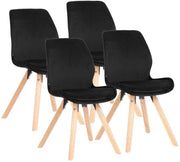 4er Set Stuhl Luna Samt schwarz