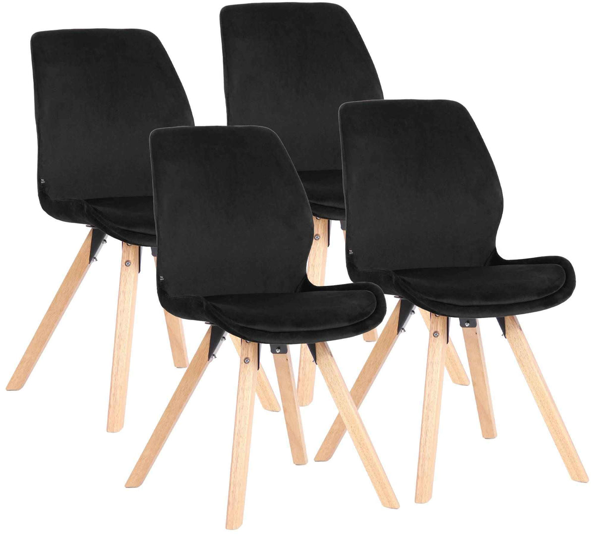 4er Set Stuhl Luna Samt schwarz