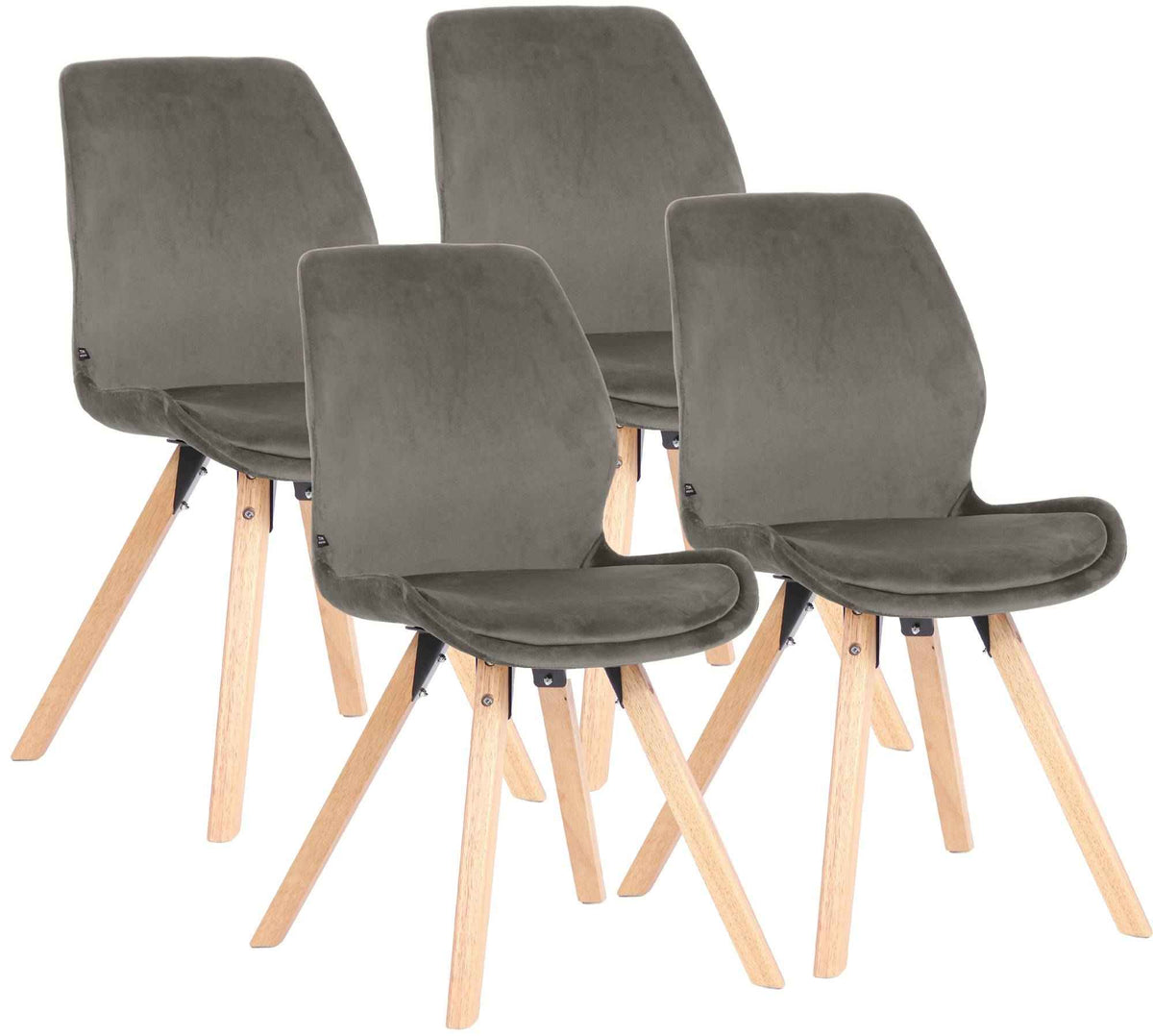4er Set Stuhl Luna Samt grau