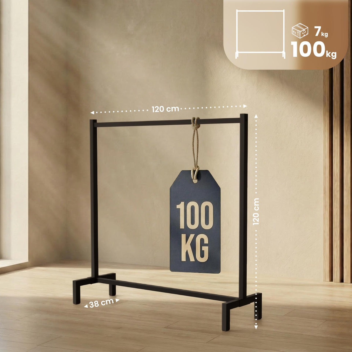 Kledingrek Melva zwart,120x38x120 schwarz