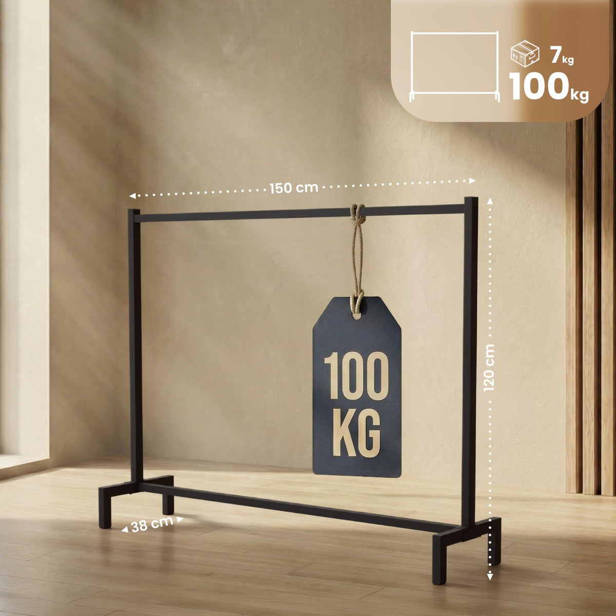 Kledingrek Melva zwart,150x38x120 schwarz