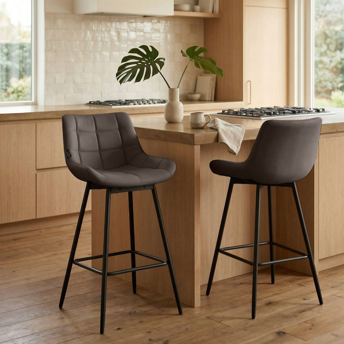 Set van 4 barkrukken Weston, draaibaar bruin,Kunstleer braun