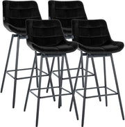 Set van 4 barkrukken Weston, draaibaar zwart,Fluweel schwarz