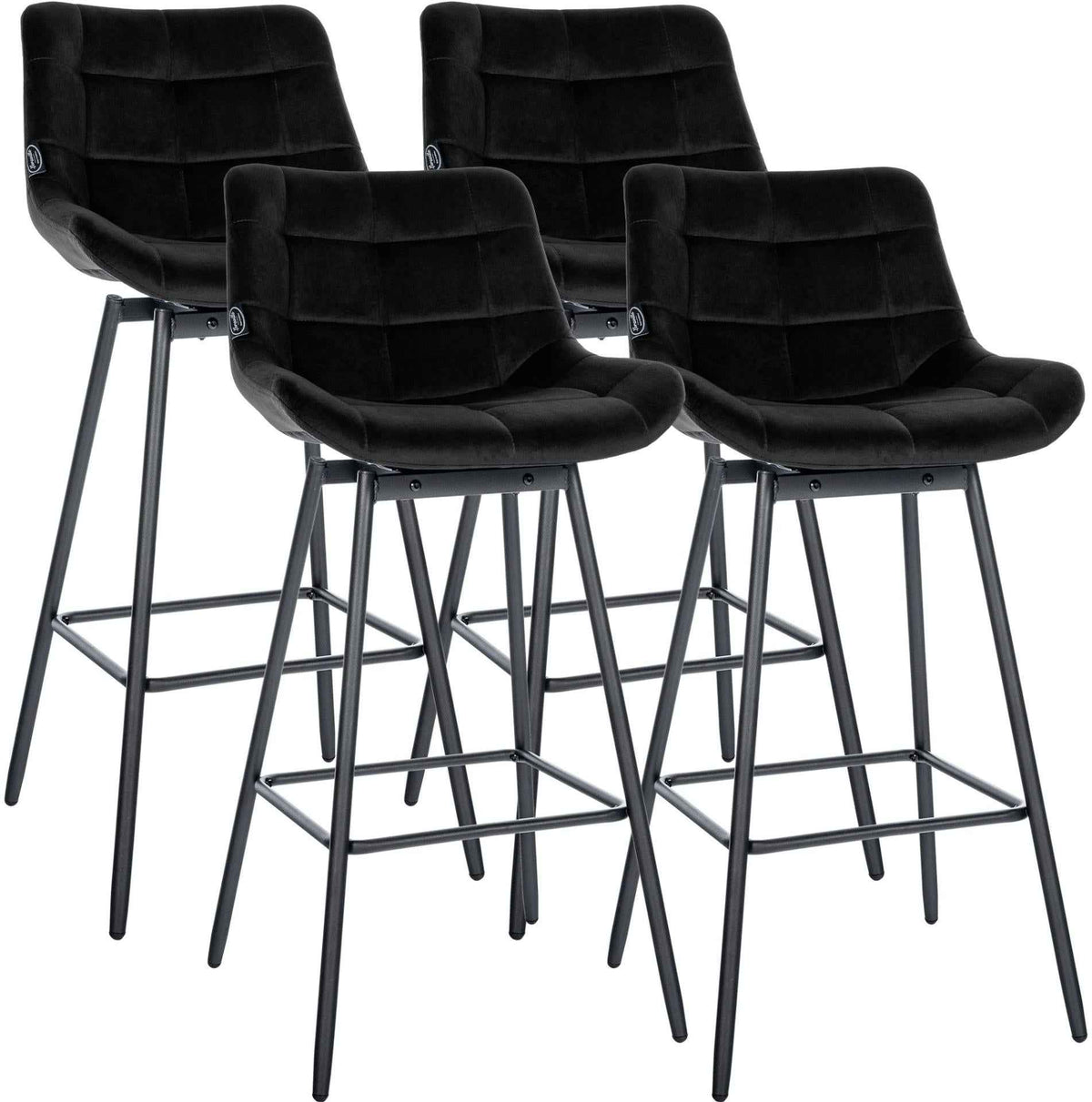 Set van 4 barkrukken Weston, draaibaar zwart,Fluweel schwarz