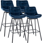 Set van 4 barkrukken Weston, draaibaar blauw,Fluweel blau