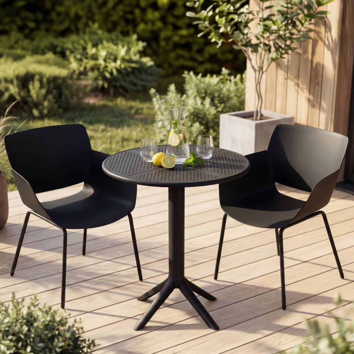 Tuinmeubelset Siora met 2 stoelen zwart schwarz