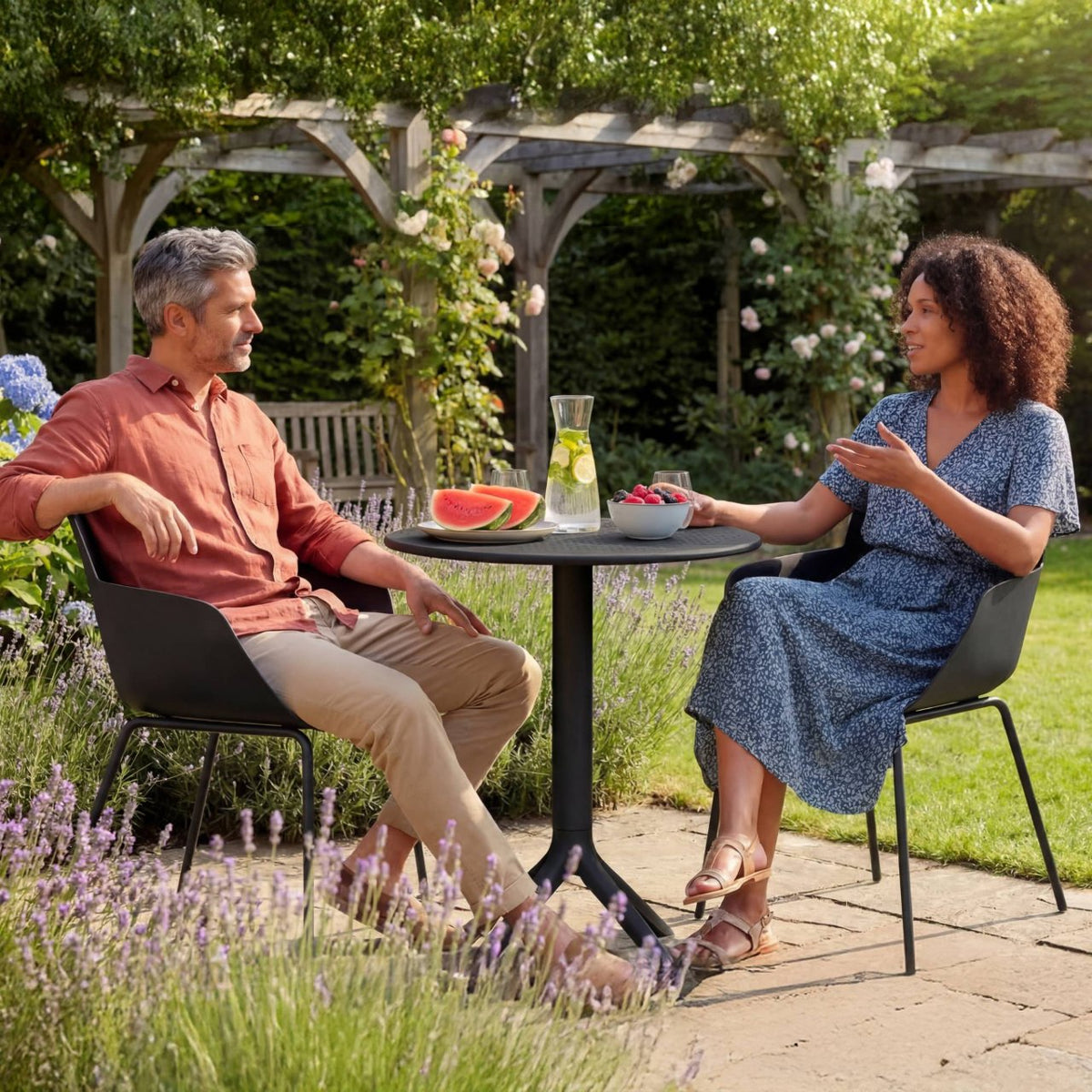 Tuinmeubelset Siora met 2 stoelen zwart schwarz
