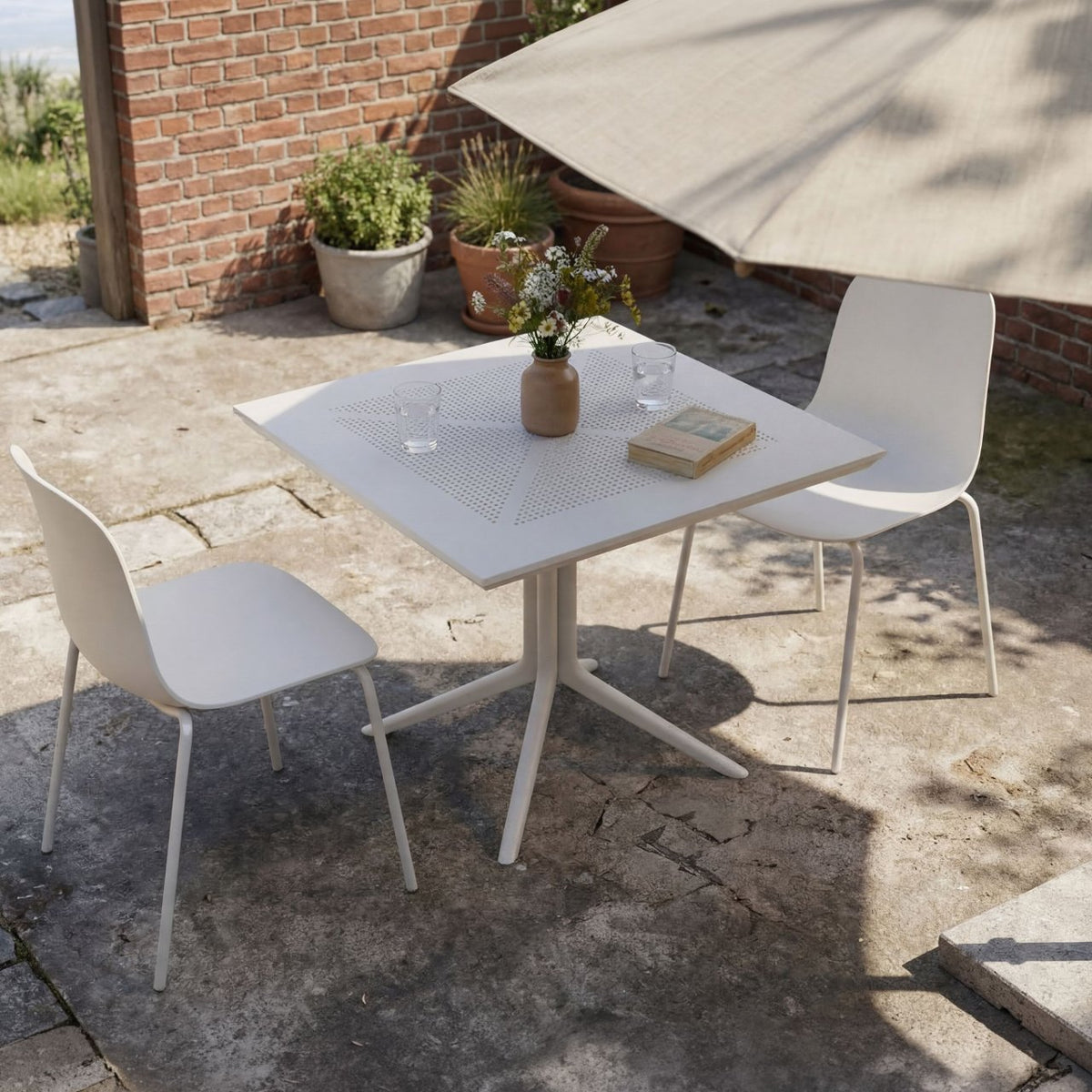 Gartenmöbel-Set Zeron mit 2 Stühlen weiß