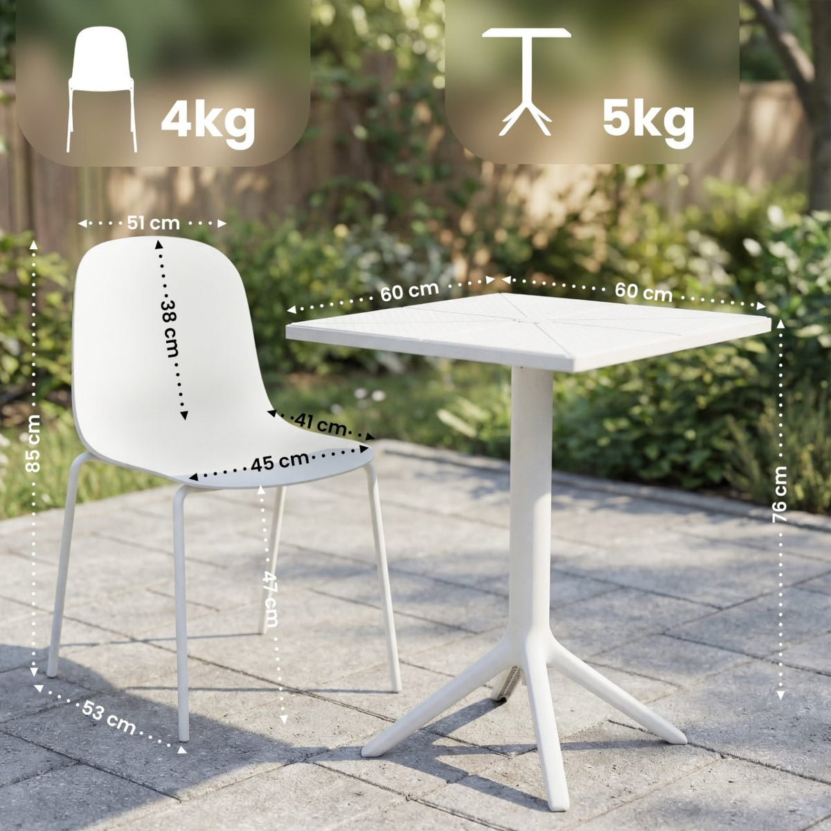 Tuinmeubelset Nerra met 4 stoelen wit weiß