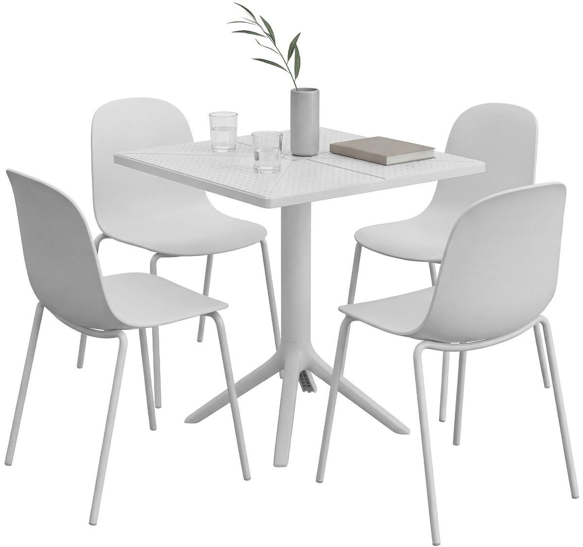 Tuinmeubelset Nerra met 4 stoelen wit weiß