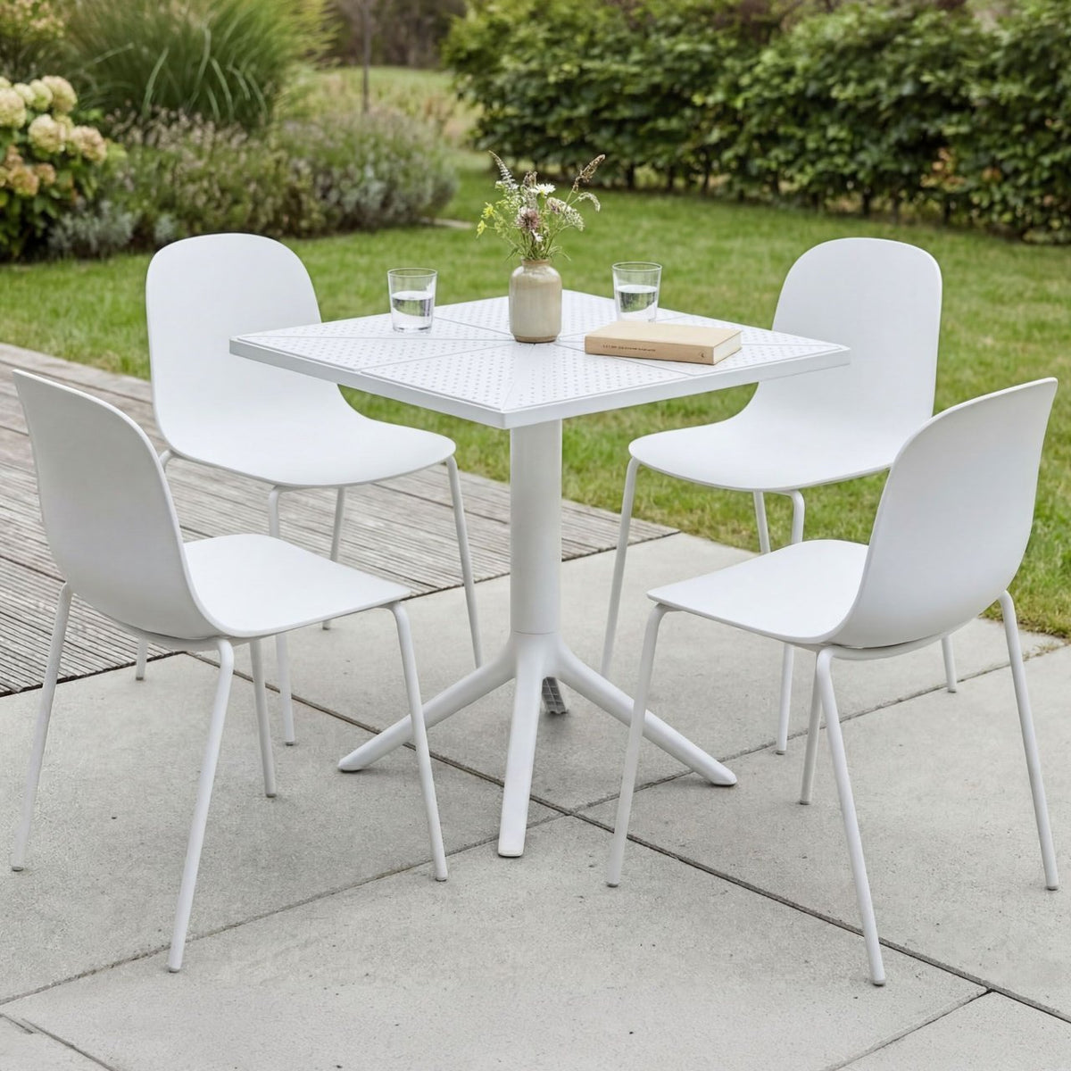 Tuinmeubelset Nerra met 4 stoelen wit weiß