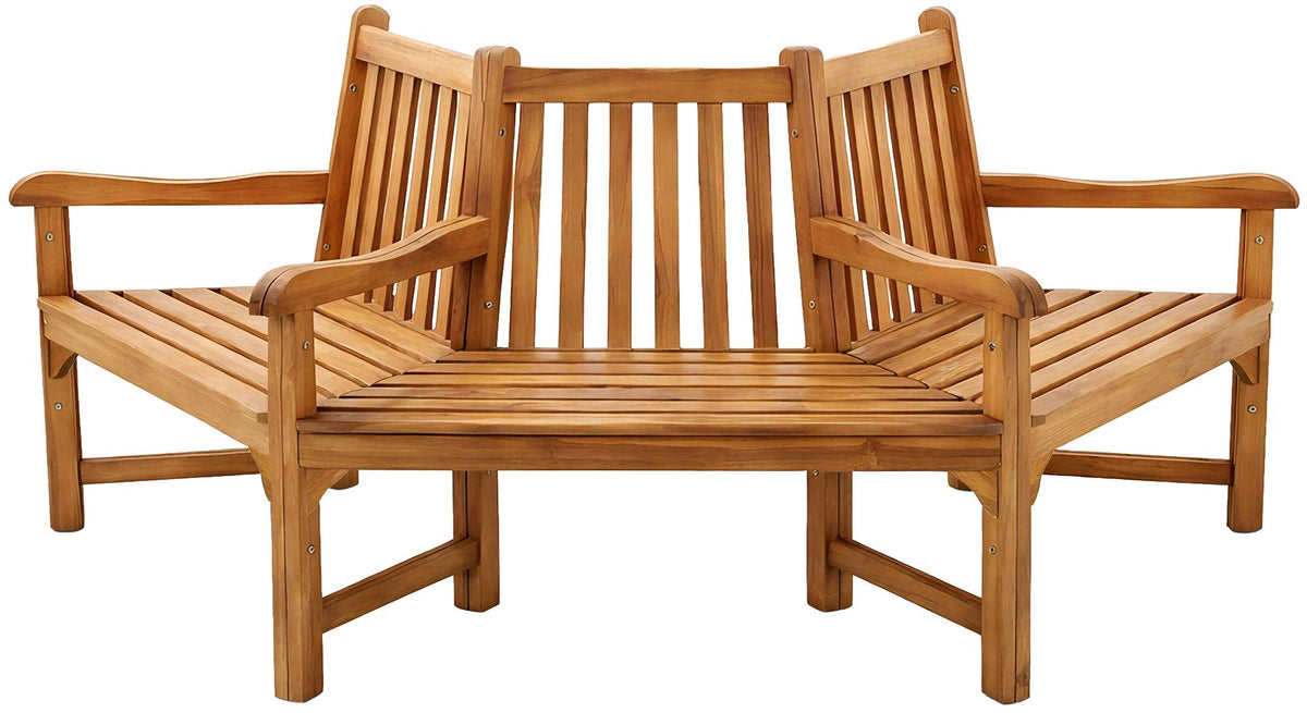 Baumbank Kenna mit Armlehne halbrund 200 cm teak