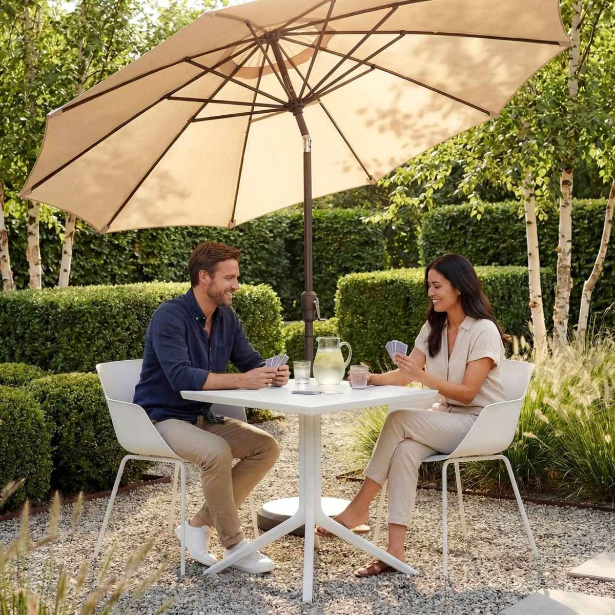Tuinmeubelset Lirra met 2 stoelen wit weiß