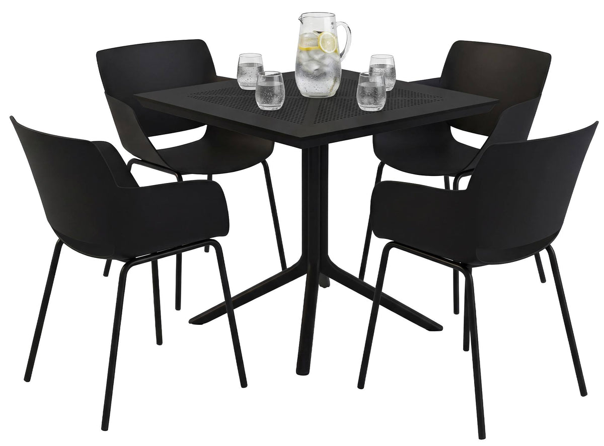 Tuinmeubelset Lirra met 4 stoelen zwart schwarz