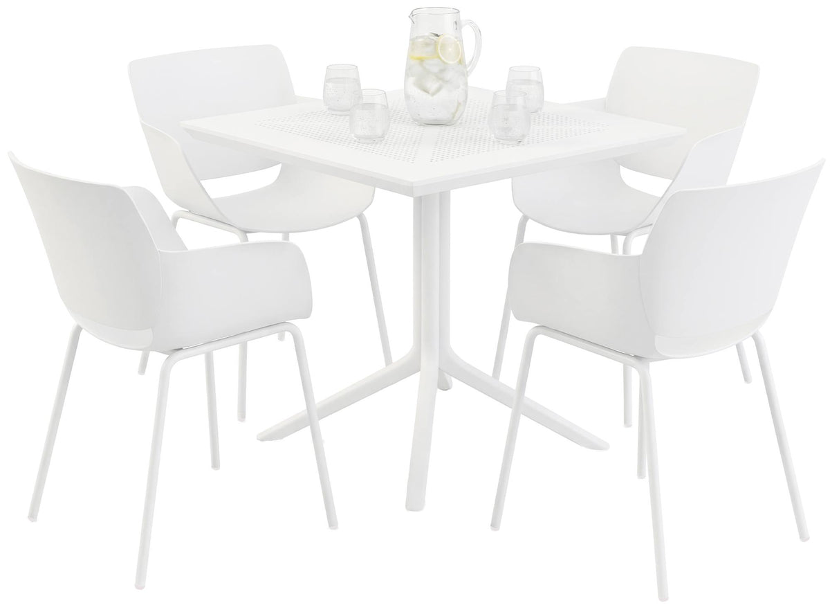 Tuinmeubelset Lirra met 4 stoelen wit weiß