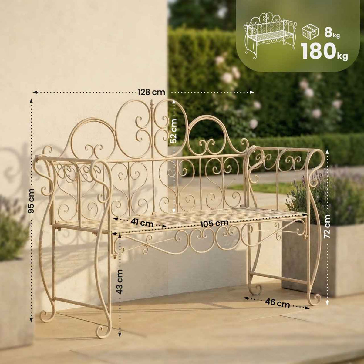 Tuinbank Minna antiek/creme antik-creme