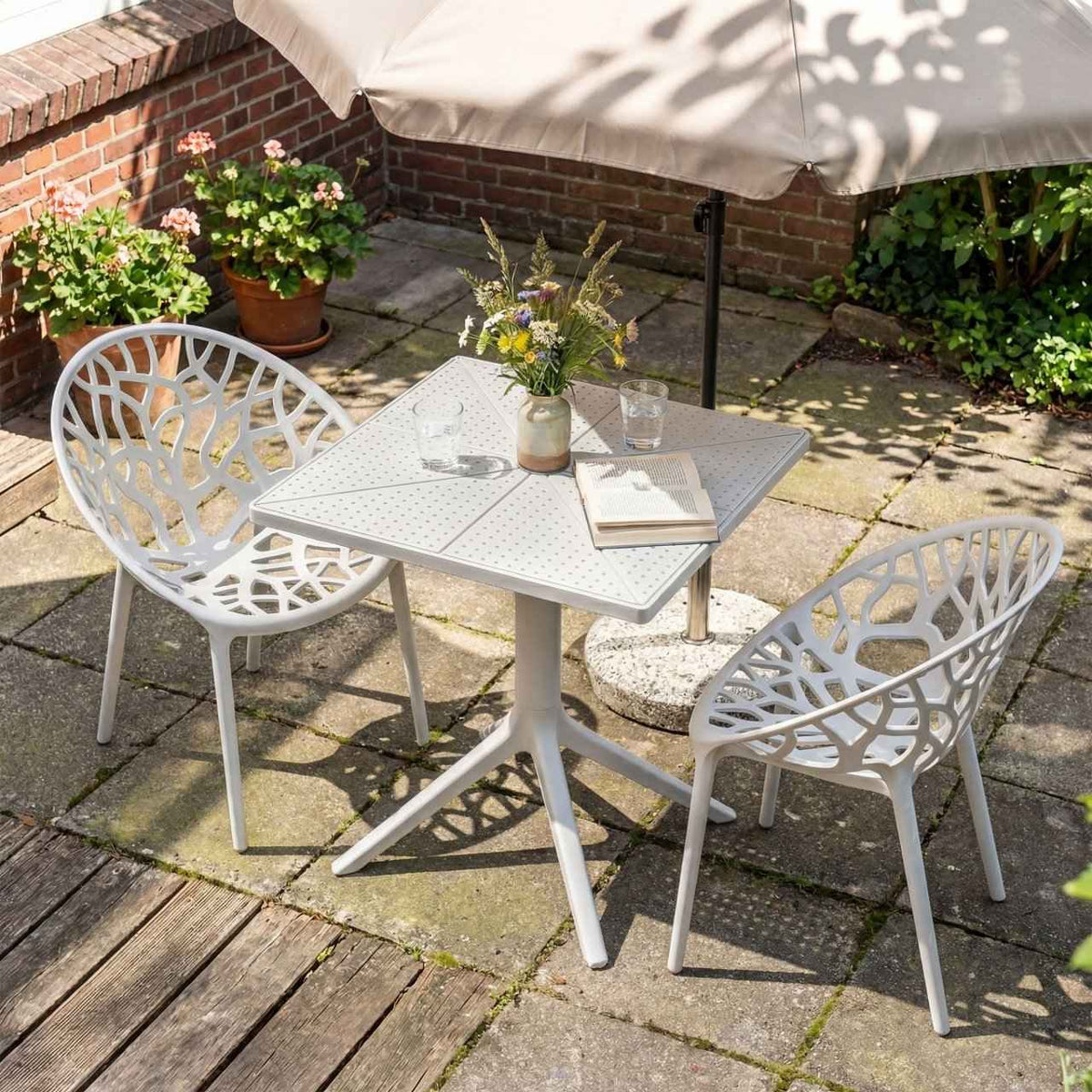 Tuinmeubelset Neriva met 2 stoelen wit weiß