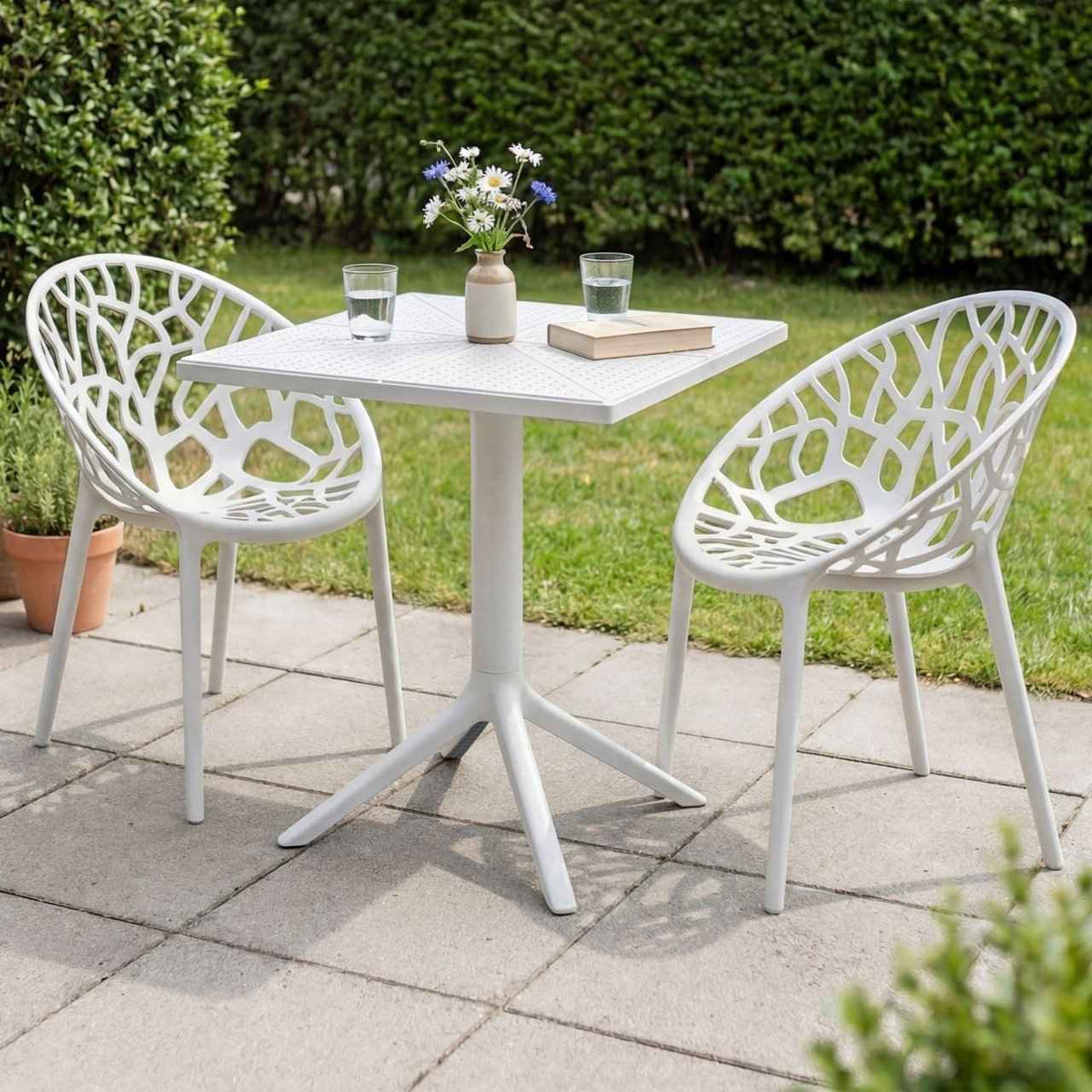 Tuinmeubelset Neriva met 2 stoelen wit weiß