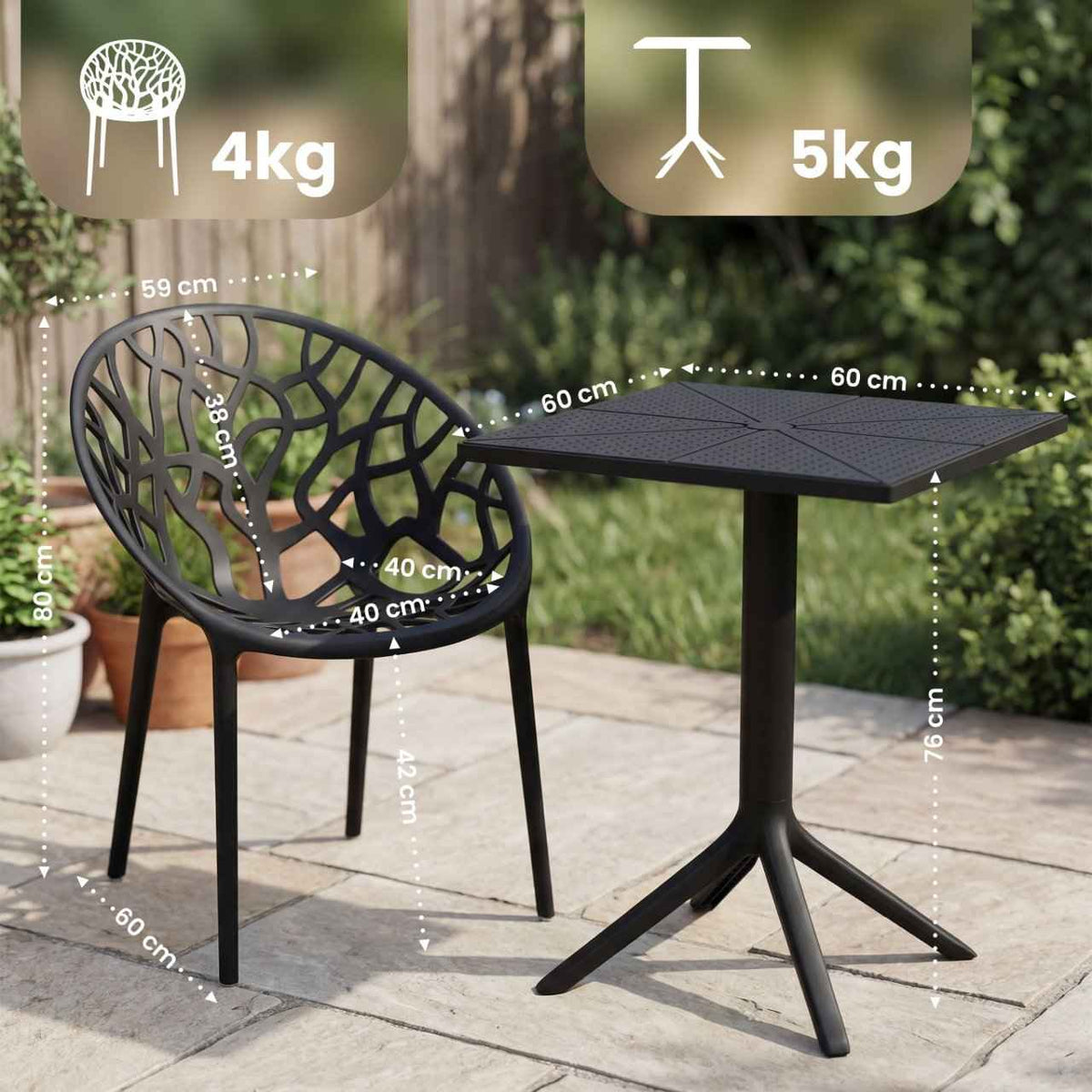 Tuinmeubelset Neriva met 4 stoelen zwart schwarz