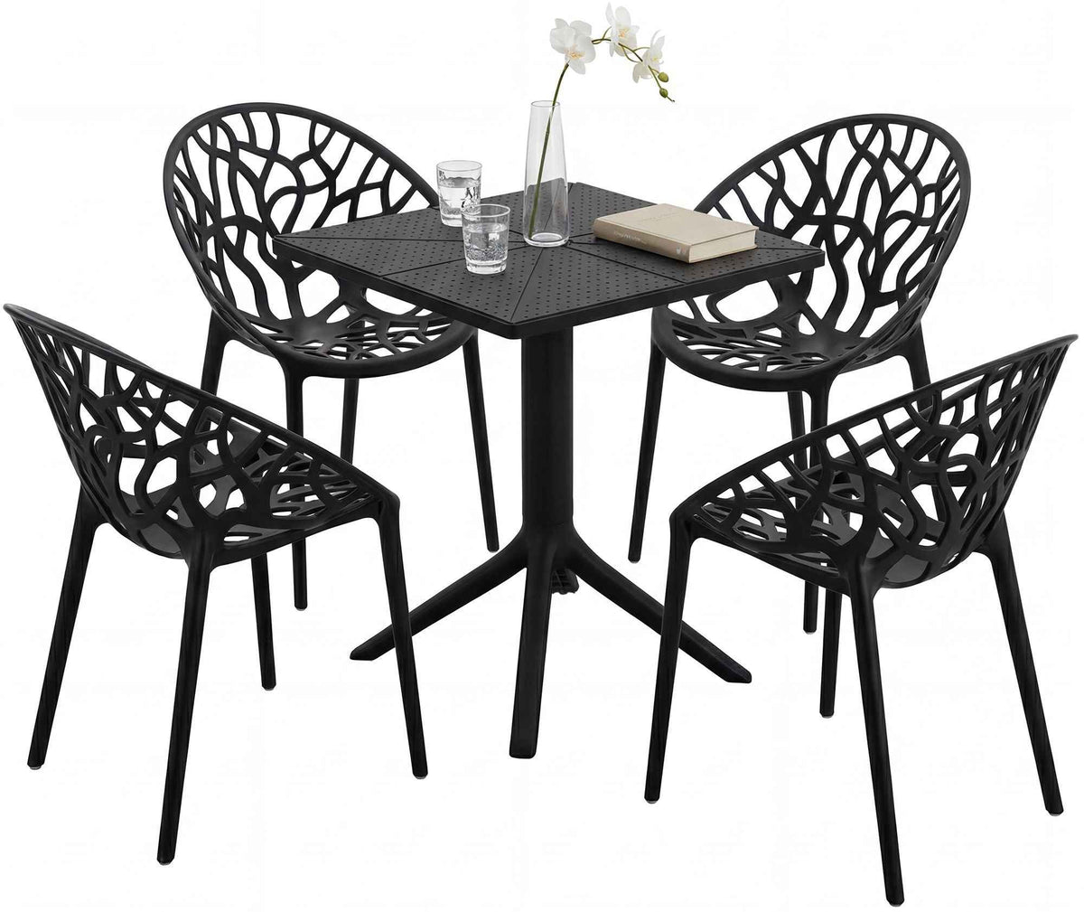 Tuinmeubelset Neriva met 4 stoelen zwart schwarz