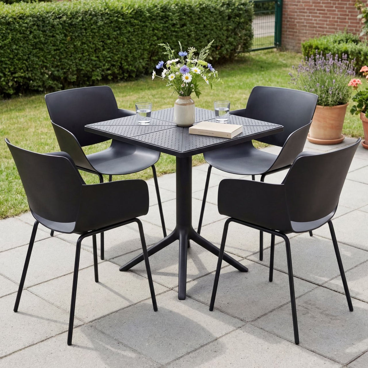 Tuinmeubelset Norva met 4 stoelen zwart schwarz