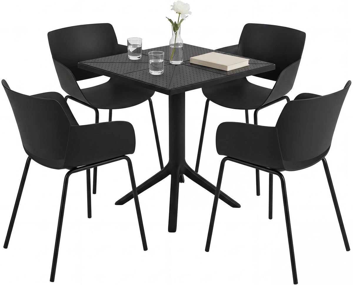 Tuinmeubelset Norva met 4 stoelen zwart schwarz