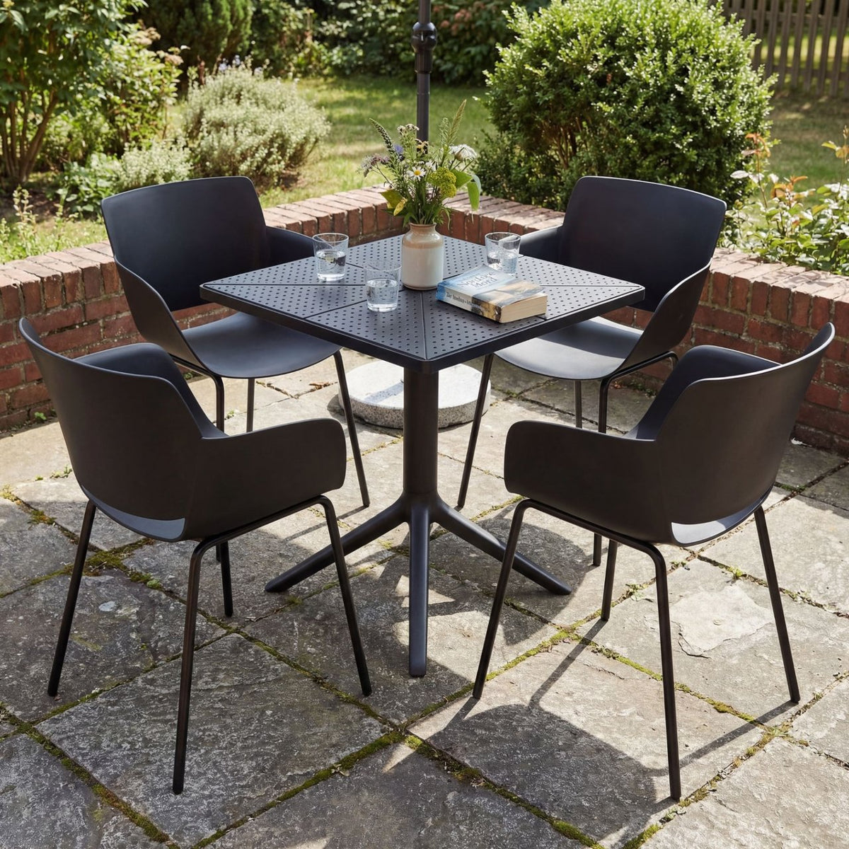 Tuinmeubelset Norva met 4 stoelen zwart schwarz