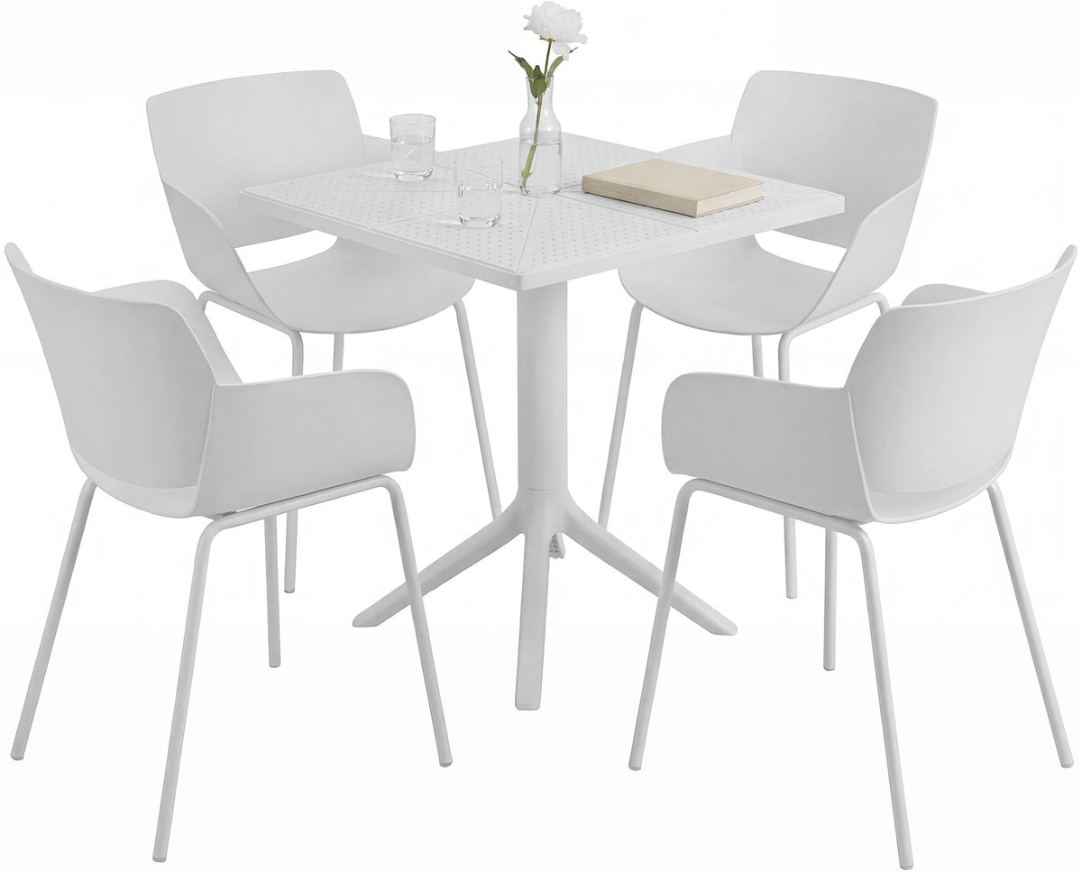 Tuinmeubelset Norva met 4 stoelen wit weiß