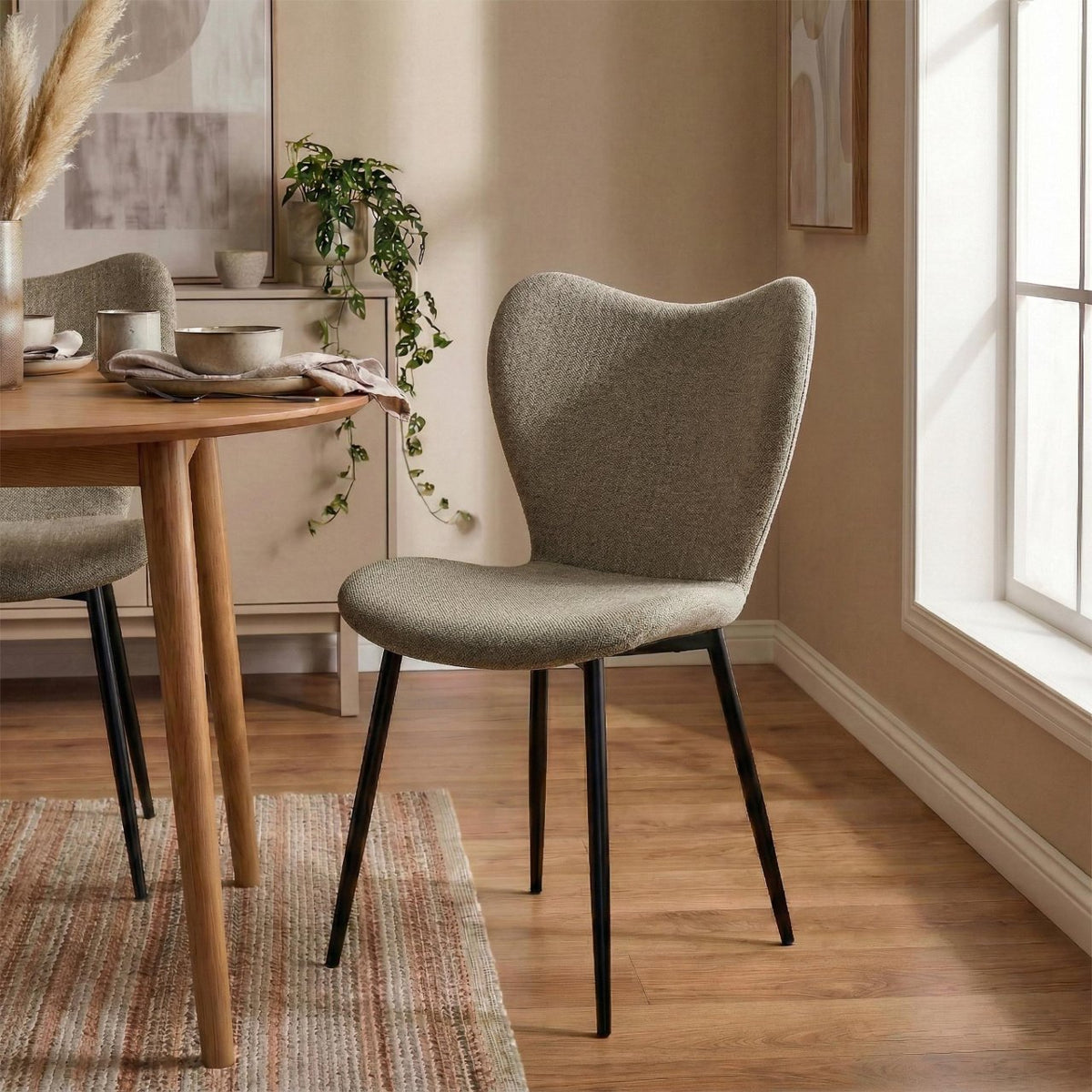 2er Set Esszimmerstuhl Maika Stoff taupe