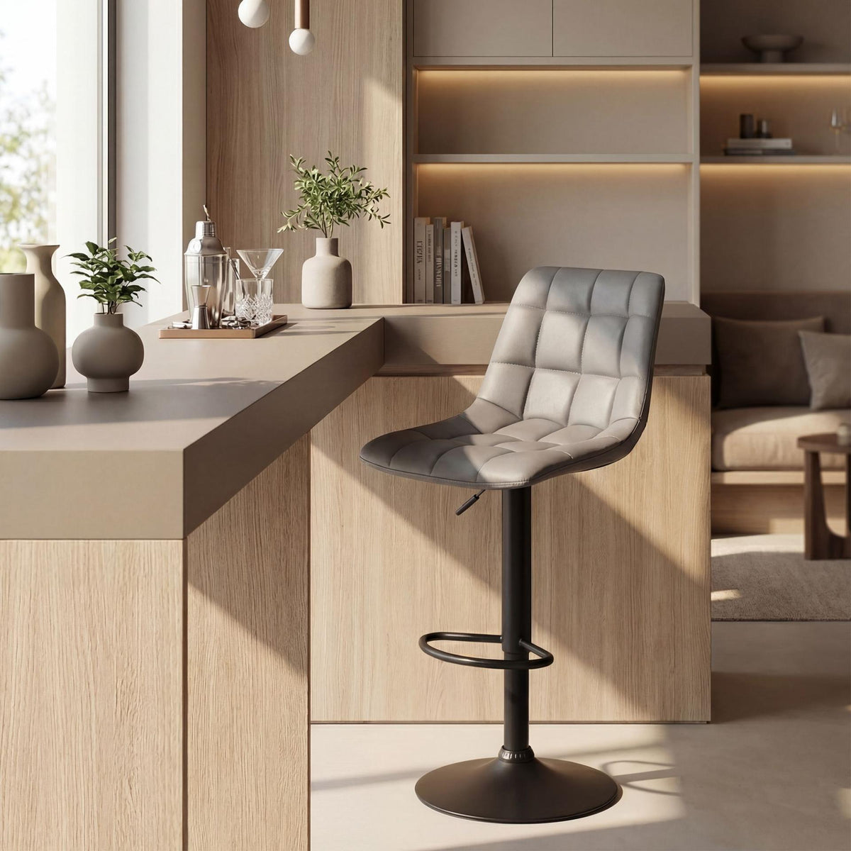 Barhocker Mapun Kunstleder grau