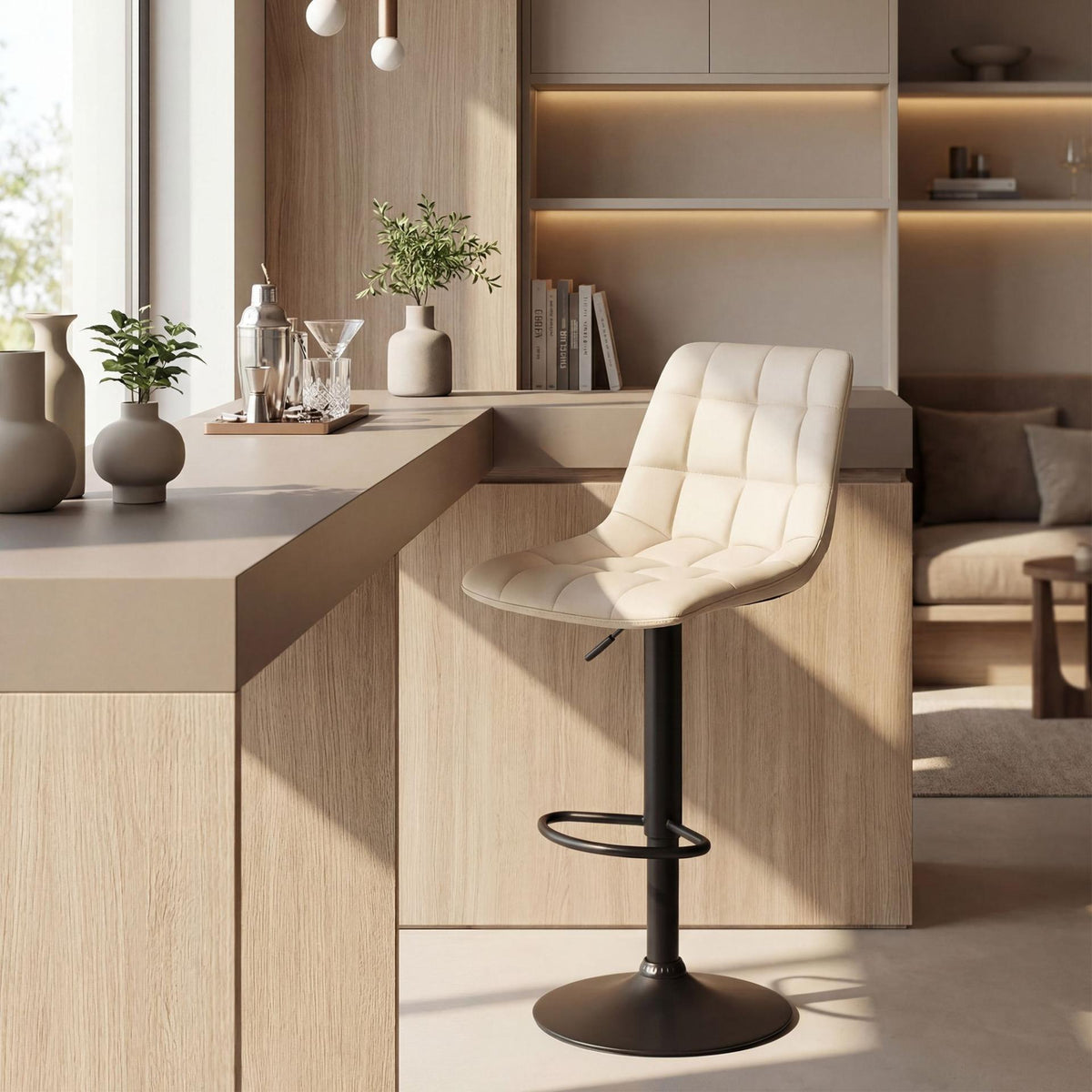 Barhocker Mapun Kunstleder creme