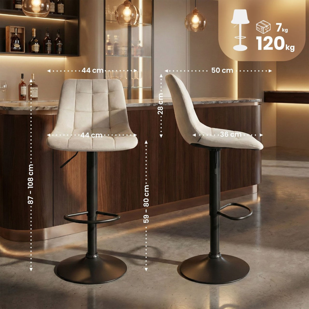 Barhocker Mapun Samt creme