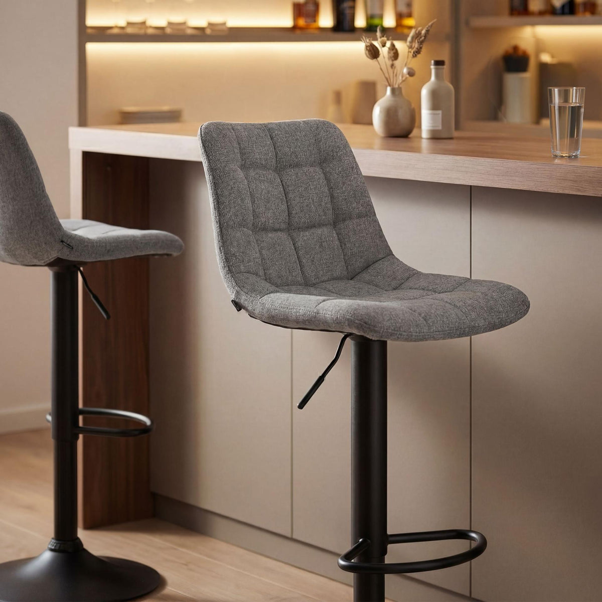 Barhocker Mapun Stoff grau