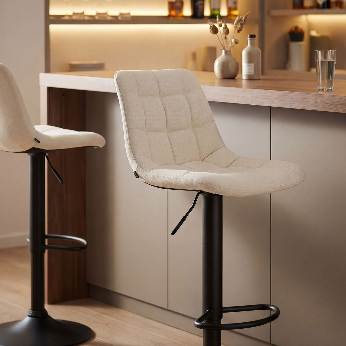 Barhocker Mapun Stoff creme