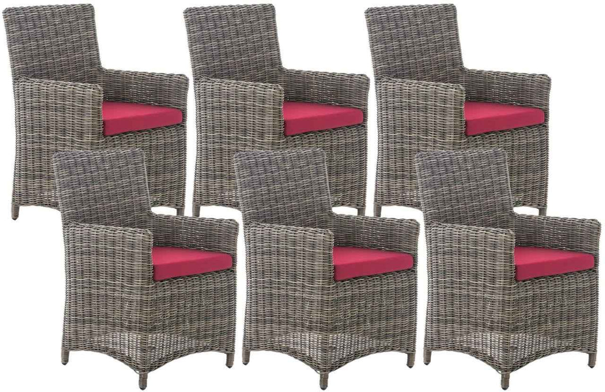 6er Set Stuhl Fontana / Sankt Marlo Rubinrot 5mm grau-meliert