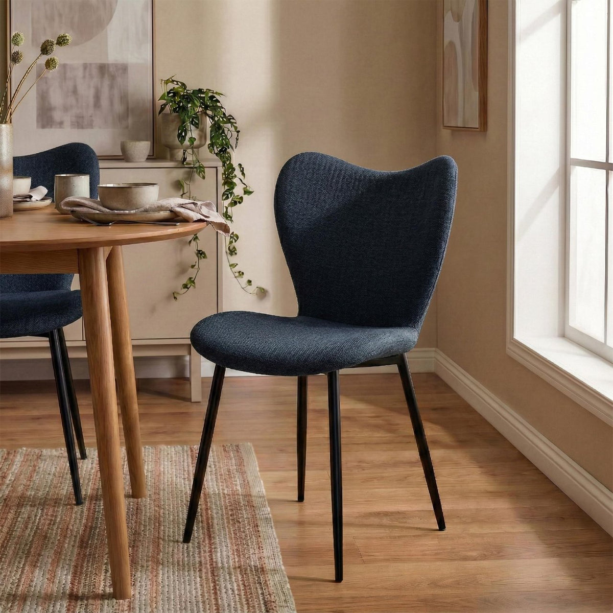 2er Set Esszimmerstuhl Maika Stoff blau