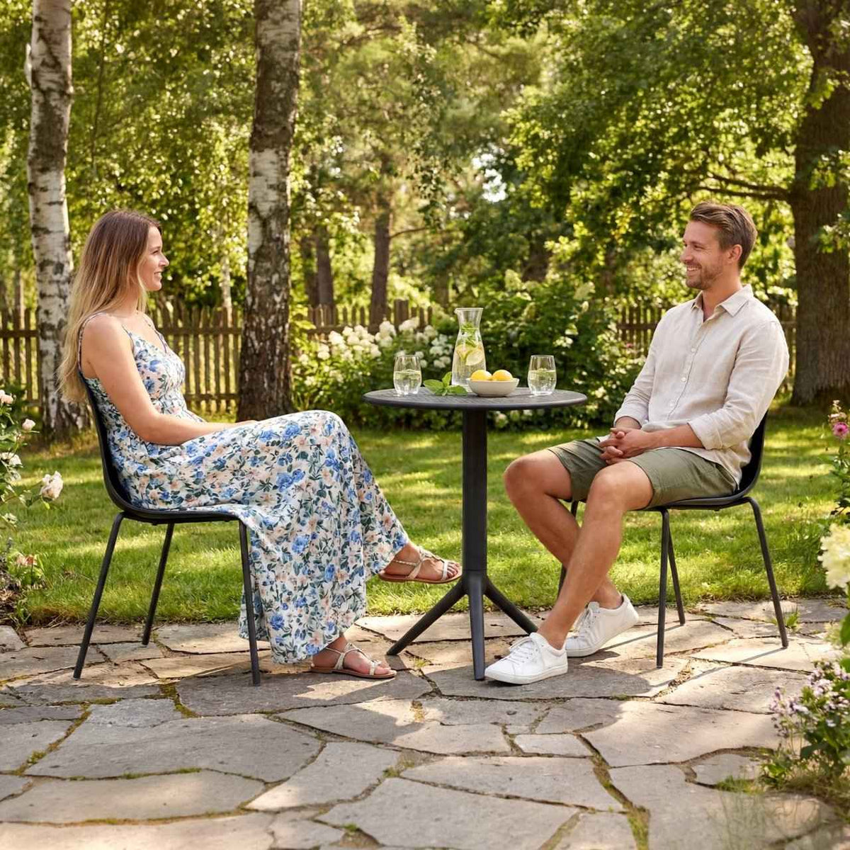 Gartenmöbel-Set Torin mit 2 Stühlen schwarz