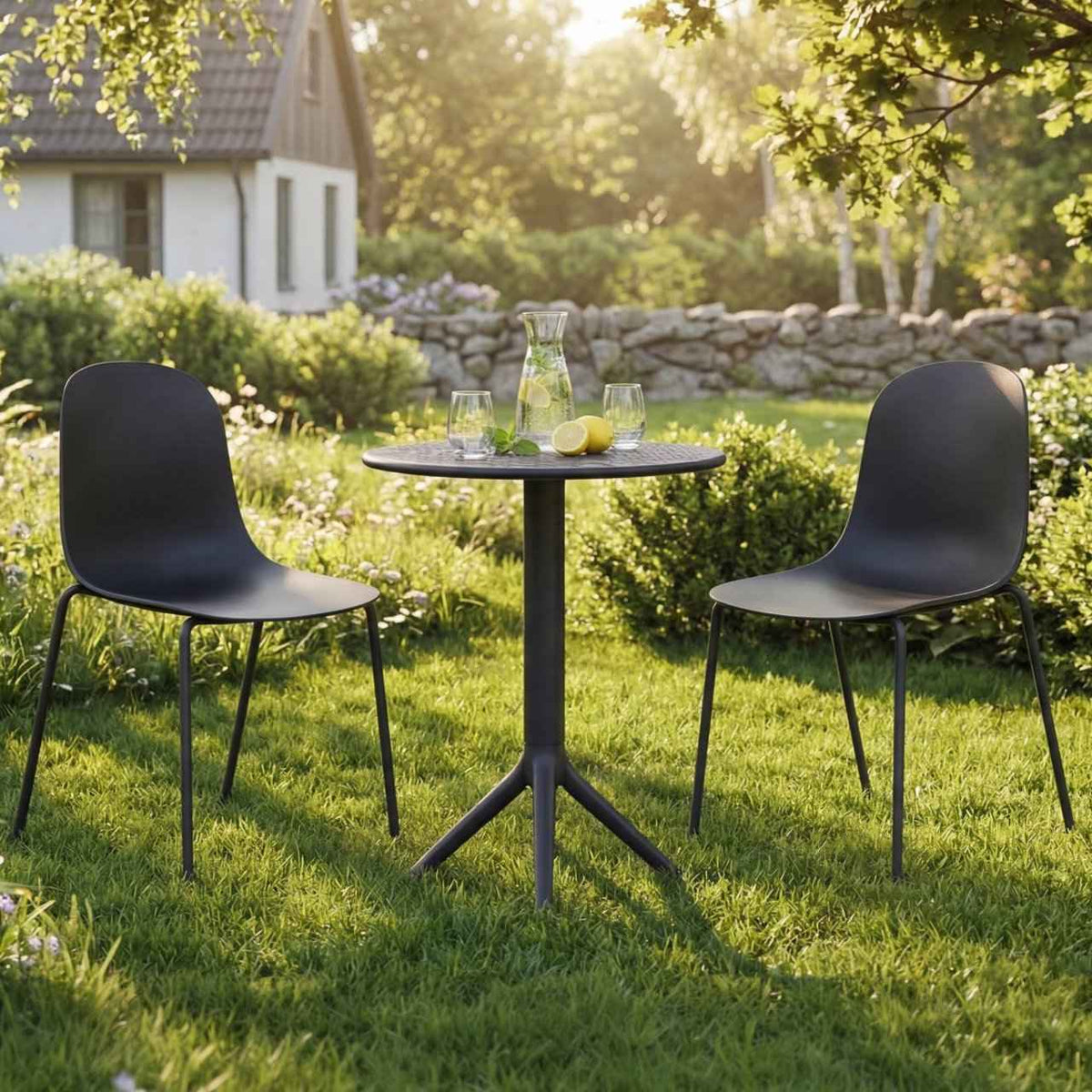 Gartenmöbel-Set Torin mit 2 Stühlen schwarz