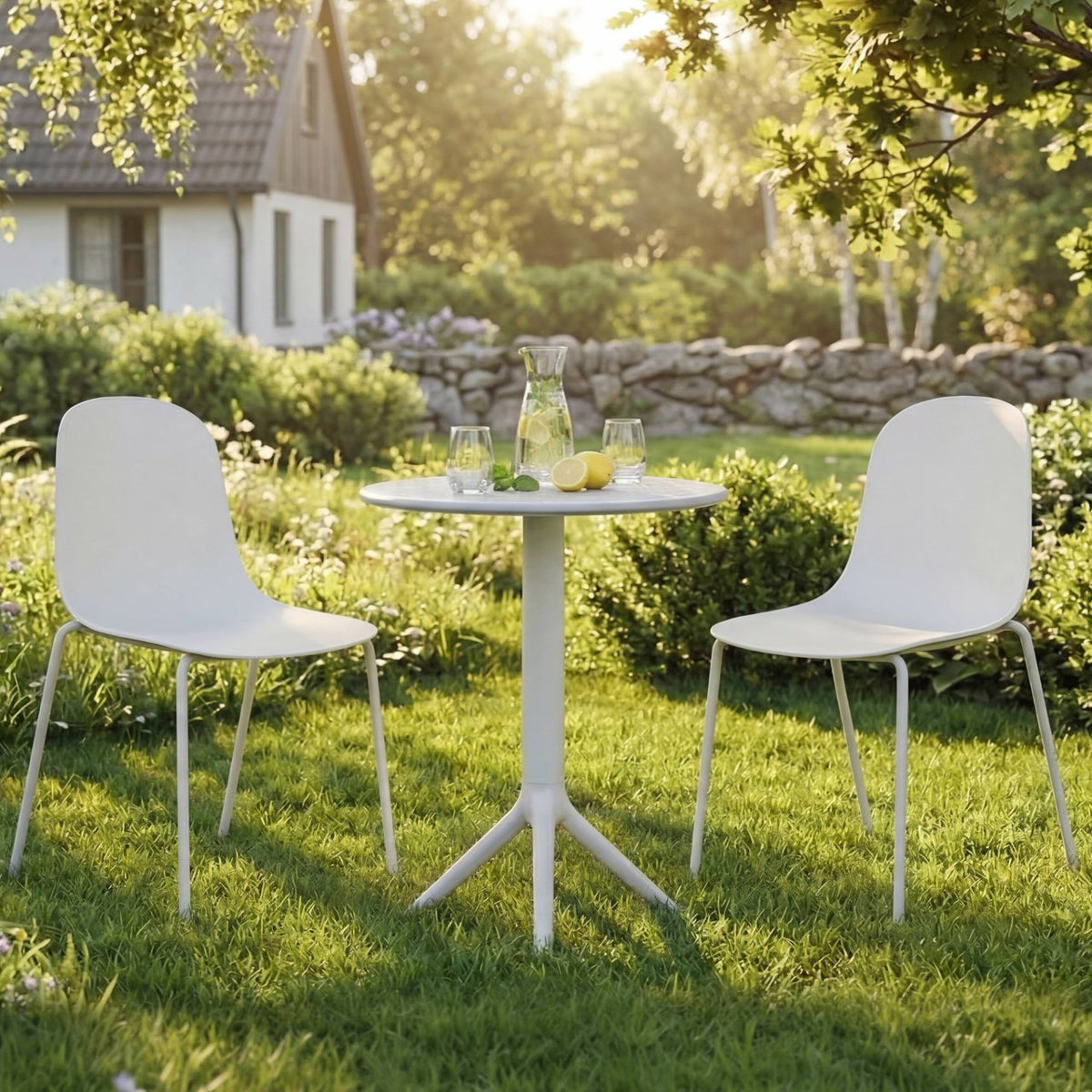 Gartenmöbel-Set Torin mit 2 Stühlen weiß