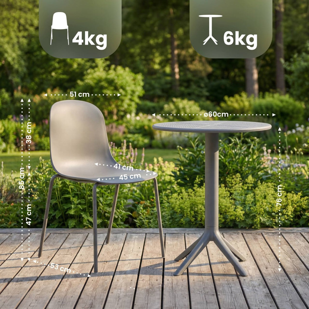 Gartenmöbel-Set Torin mit 2 Stühlen dunkelgrau