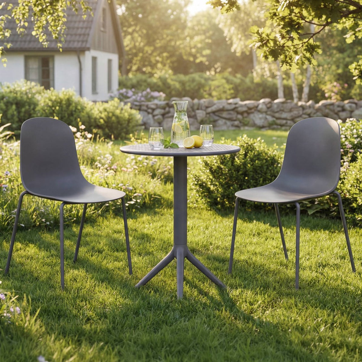 Gartenmöbel-Set Torin mit 2 Stühlen dunkelgrau