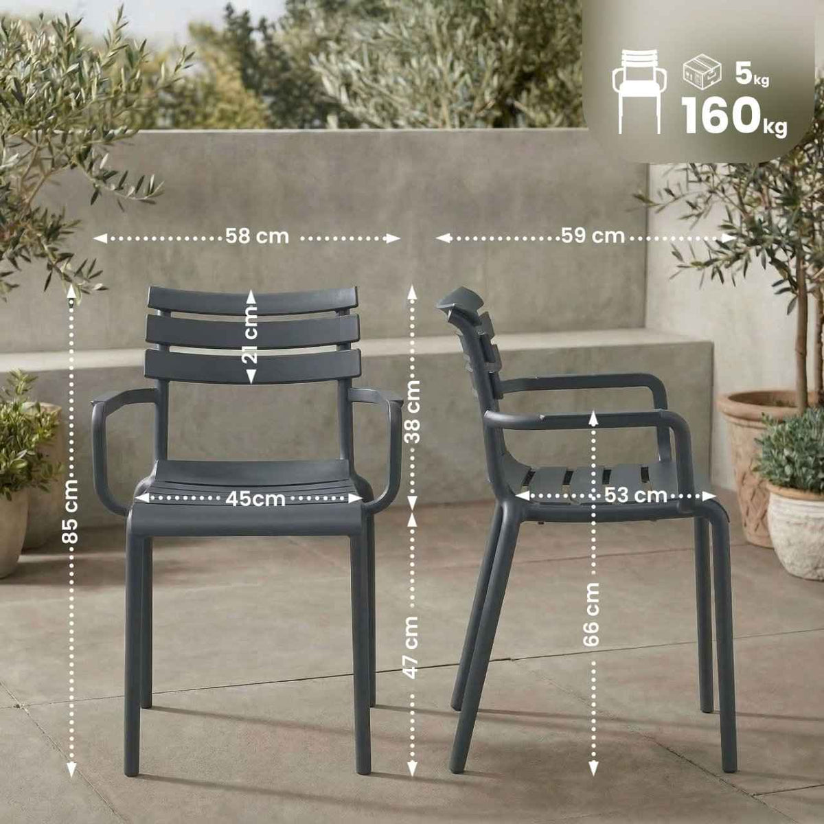 6er Set Stühle Paris dunkelgrau