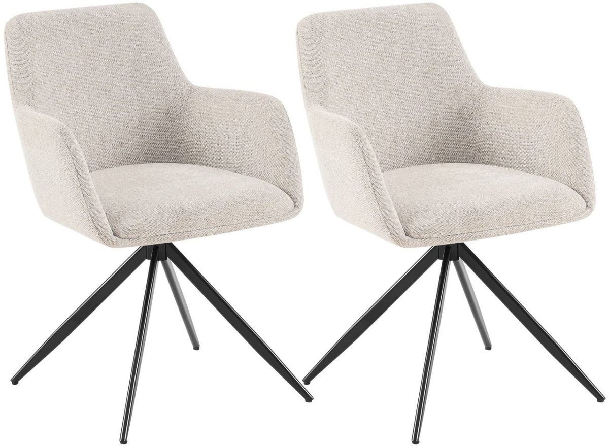 2er Set Esszimmerstuhl Olema Stoff creme