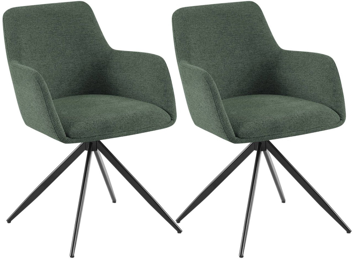 2er Set Esszimmerstuhl Olema Stoff grün