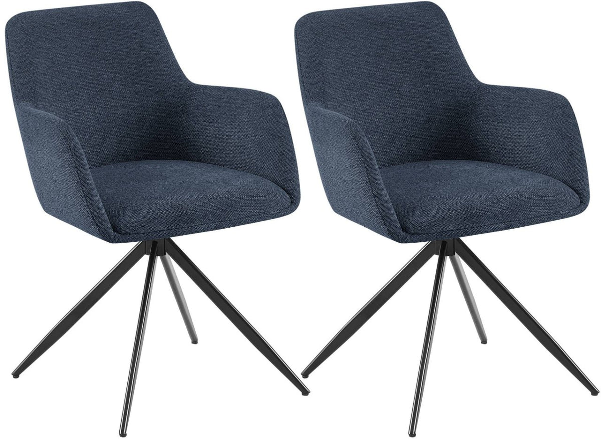 2er Set Esszimmerstuhl Olema Stoff blau