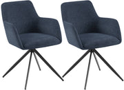 2er Set Esszimmerstuhl Olema Stoff blau