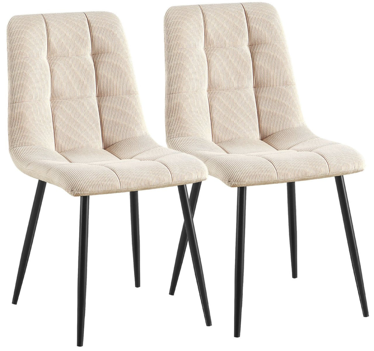 Set van 2 eetkamerstoelen Antibes ribstof creme creme