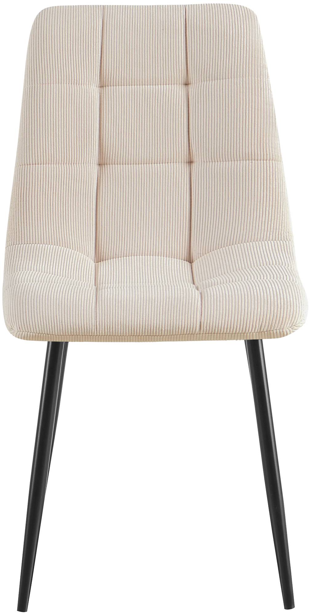 Set van 2 eetkamerstoelen Antibes ribstof creme creme